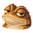 Toad looking sideways with heavy eyelids.