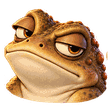 Toad with a narrow, doubtful stare.