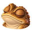 Toad with both eyes closed.